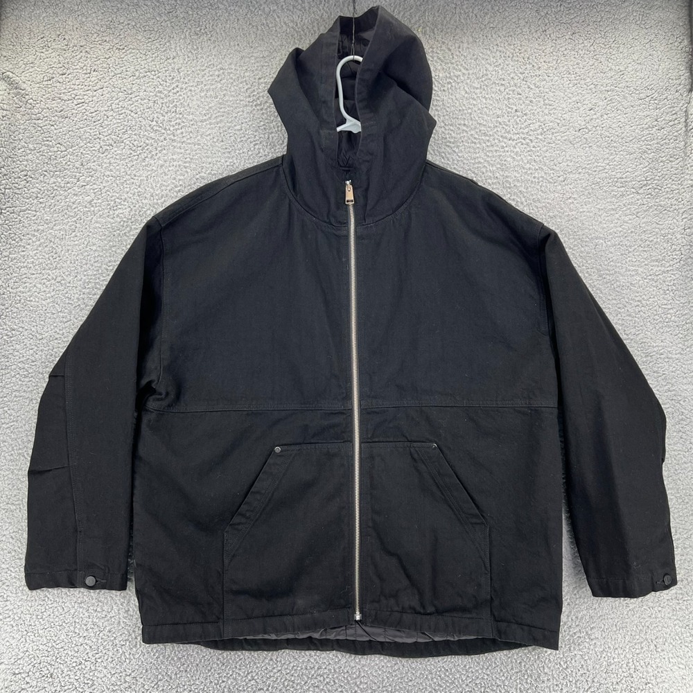 FRAME Hoodie Zipper‎ Jacket Men's Large Black Denim Long Sleeve $298 MSRP NWT
